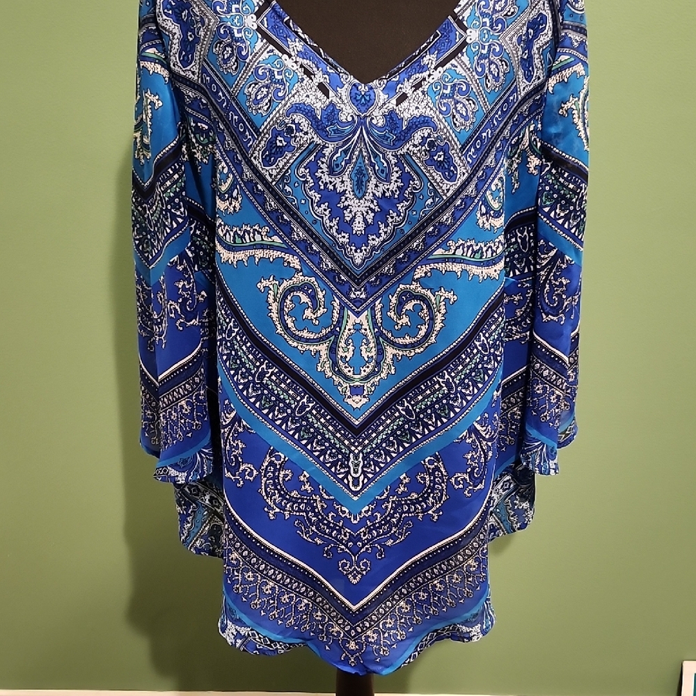 Sara Michelle Royal Blue Paisley Blouse